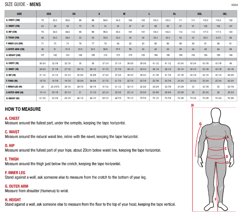 Alpinestars Rib Protector Size Guide